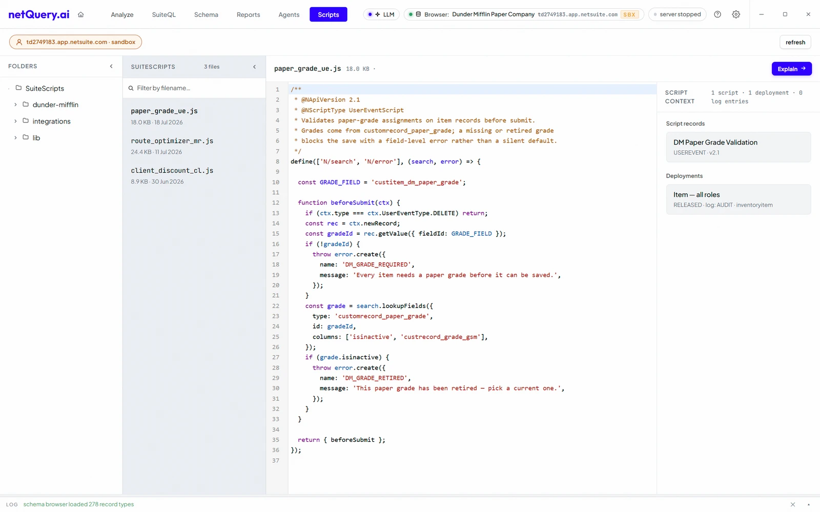 Review SuiteScript in context